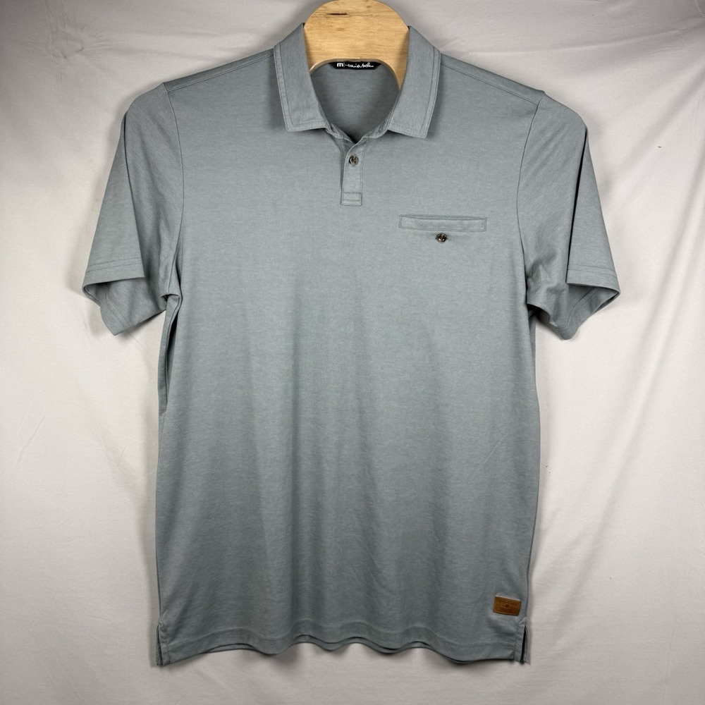 Travis Mathew Polo Shirt Men's XLarge Heather Green Sunsetters‎ Pocket Golf